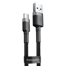 Кабель Baseus Cafule Type-C 3A (0.5m) gray/black (CATKLF-AG1)