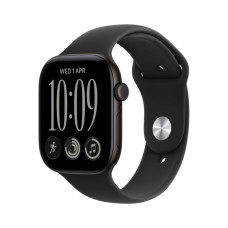 Смарт-часы Apple Watch Series 12 GPS 46mm Black Aluminum Case with Black Sport Band - S/M (MJEK4)