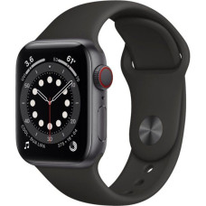 Apple Watch Series 6 GPS + Cellular 40mm Space Gray Aluminum Case with Black Sport Band (M02Q3/M06P3)