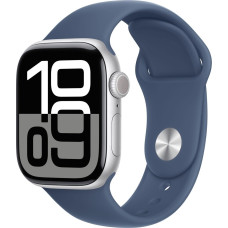 Apple Watch Series 10 GPS 46mm Silver Aluminium Case with Denim Sport Band - S/M (MWWL3)