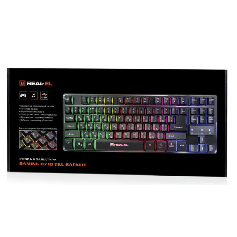 Клавиатура REAL-EL Gaming 8710 TKL Backlit Ukr Black