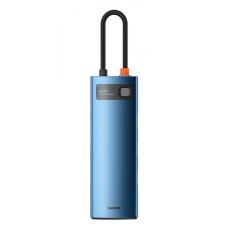 Type-C-Хаб Baseus Metal Gleam Series 8-in-1 Multifunctional (Type-C to HDMI*1+USB3.0*3+PD*1+RJ45*1+SD/TF*1) blue (WKWG000103)