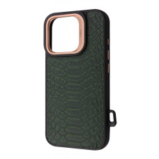 Чохол Kajsa Snake Pattern with Magnetic Ring iPhone 16 Pro Max olive (59669)