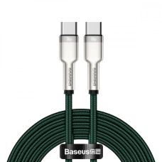 Кабель Baseus Cafule Metal Type-C to Type-C 100W (2m) green (CATJK-D06)