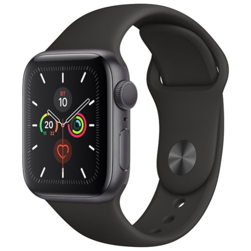 Apple Watch Series 5 (GPS) 40mm Space Grey Aluminium Case with Black Sport Band (MWV82)