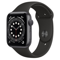 Apple Watch Series 6 (GPS) 44mm Space Grey Aluminium Case with Black Sport Band (M00H3)