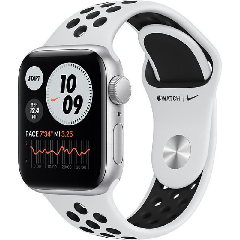 
                        Apple Watch Nike SE GPS 40mm Silver Aluminum Case with Pure Platinum/Black Nike Sport Band (MKQ23)